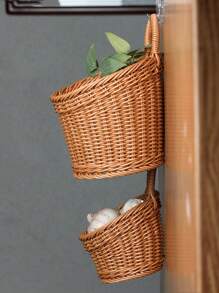 1pc Giỏ lưu trữ máy tính để bàn dệt - màu nâu - Xem 7