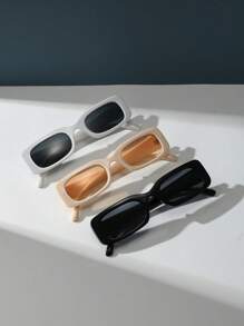 3 cặp kính mát thời trang gọng vuông cho nữ Phụ kiện du lịch Phụ kiện bãi biển cho nữ Kính râm Kính râm - Nhiều màu - Xem 1