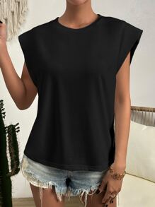 SHEIN Essnce Solid Batwing Sleeve Tee - Black - View 5