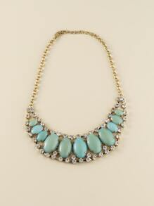 1 Vòng cổ Boho Rhinestone & Hình bầu dục Trang trí yếm Vòng cổ cho phụ nữ để trang trí hàng ngày - Màu xanh nhạt - Xem 2