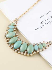 1 Vòng cổ Boho Rhinestone & Hình bầu dục Trang trí yếm Vòng cổ cho phụ nữ để trang trí hàng ngày - Màu xanh nhạt - Xem 3