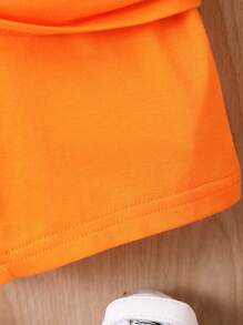 男嬰字母圖案T恤和短褲 - 橘色 - 查看 6