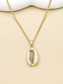 Shell Shape Charm Pendant Necklace - Multicolor - View 1