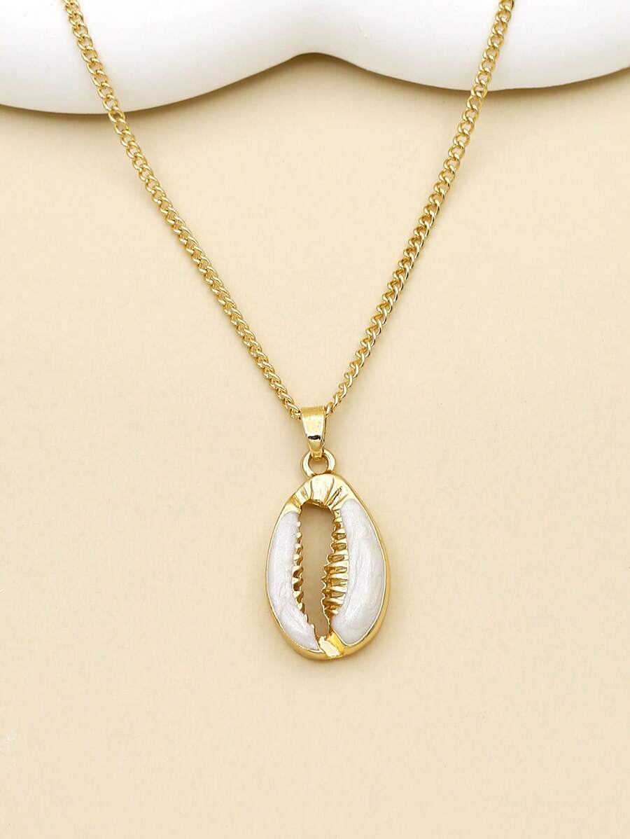 Shell Shape Charm Pendant Necklace - Multicolor - View 1