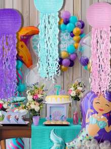 6 Pcs Jelly Fish Paper Lanterns Pink Green Blue Hanging Lantern For Mermaid Theme Under For Hawaiian Tropical The Sea Ocean Birthday Party Decorations,
