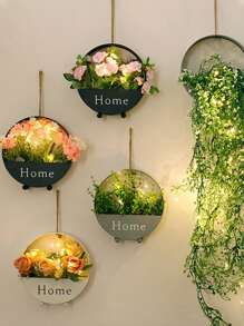 1 pieza Contenedor de plantas con estampado de letra montado en la pared - Blanco - Ver 6