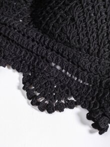 Trelyra 勾織掛脖比基尼上衣 - 黑色 - 查看 4