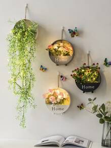 1 pieza Contenedor de plantas con estampado de letra montado en la pared - Blanco - Ver 7