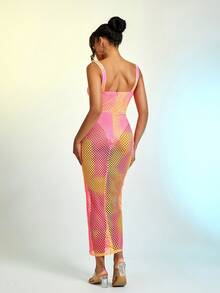 Tie Dye Mesh Cami Dress Without Lingerie Set