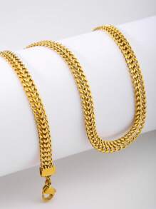 1pc Fashionable Stainless Steel Chain Necklace For Women For Daily Decoration - Yellow Gold - View 6
