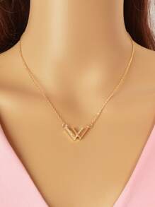 1pc Fashionable Rhinestone Decor Pendant Necklace For Women For Dating Gift