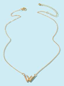 1pc Fashionable Rhinestone Decor Pendant Necklace For Women For Dating Gift