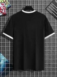 Manfinity Homme Hombres Camiseta con estampado de letra de color combinado - Multicolor - Ver 2