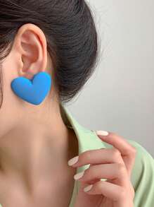 1對時尚心耳釘適合女士適用於度假 - 藍色 - 查看 1