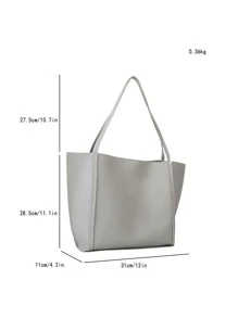 Fashionable Large Capacity Tote Bag, Casual Daily Use Personalized Versatile Tote Handbag For Women - Light Grey - View 4