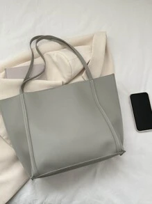 Fashionable Large Capacity Tote Bag, Casual Daily Use Personalized Versatile Tote Handbag For Women - Light Grey - View 6