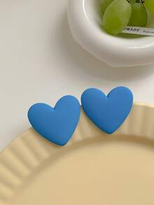 1對時尚心耳釘適合女士適用於度假 - 藍色 - 查看 2