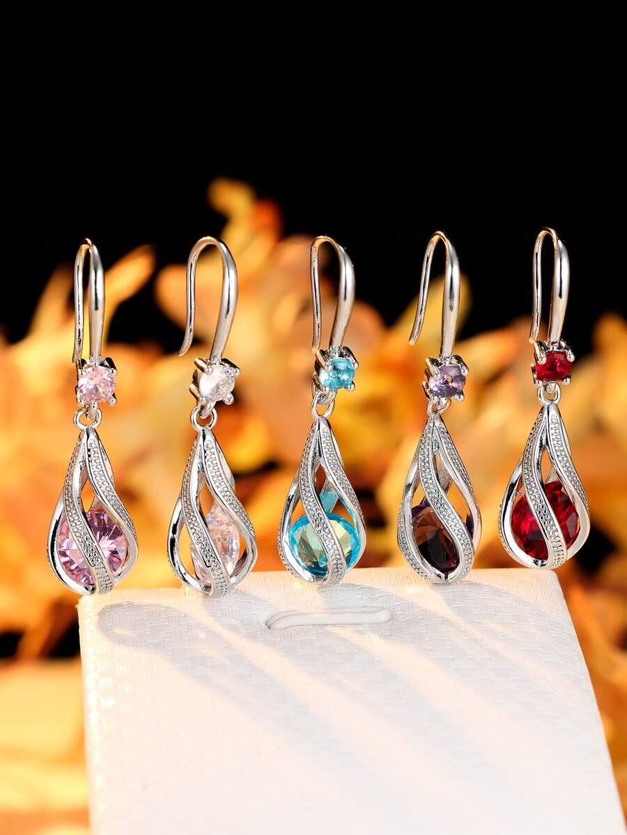 Vanel Hoa tai giọt nước trang trí bằng đá rhinestone - Đỏ - Xem 1