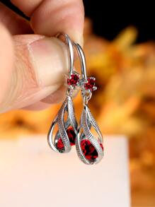 Vanel Hoa tai giọt nước trang trí bằng đá rhinestone - Đỏ - Xem 4