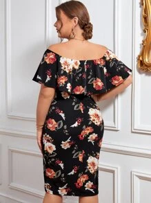 SHEIN Clasi Đầm Plus Size Xù Hoa Tất cả trên in Giải trí - Nhiều màu - Xem 2