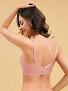 SHEIN Maternity Contrast Trim Nursing Bra - Pink - View 2