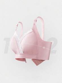 SHEIN Maternity Contrast Trim Nursing Bra - Pink - View 5