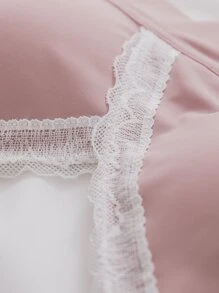 SHEIN Maternity Contrast Trim Nursing Bra - Pink - View 6