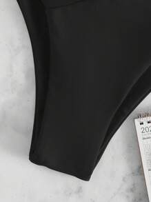 SHEIN Swim Summer Beach Solid High Cut Bikini Bottom