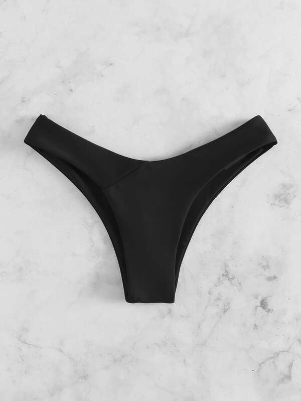 SHEIN Swim Basics Solid High Cut Bikini Bottom SHEIN USA