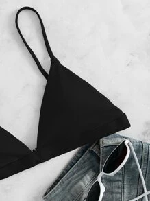 Swim Basics Top bikini triángulo unicolor - Negro - Ver 4