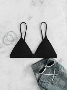 Swim Basics Top bikini triángulo unicolor - Negro - Ver 5