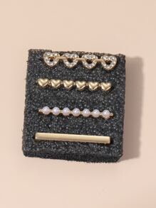 4pcs Women Zinc Alloy Fashionable Rhinestone & Faux Pearl Decor Watch Accessory For Watch Decoration - Yellow - View 2