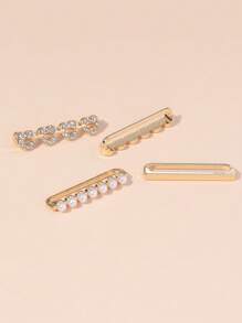 4pcs Women Zinc Alloy Fashionable Rhinestone & Faux Pearl Decor Watch Accessory For Watch Decoration - Yellow - View 3