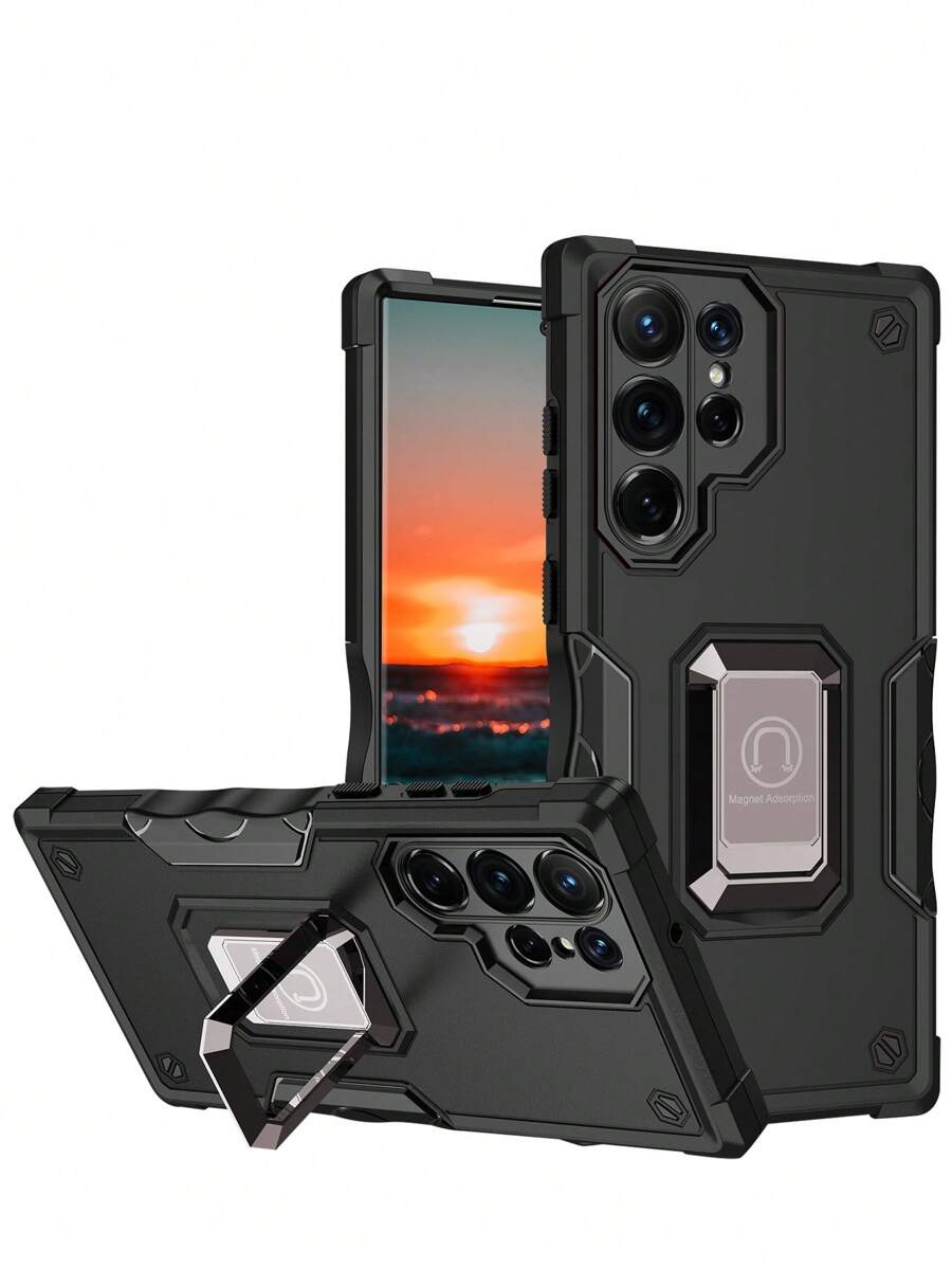 Father's Day 360 Degree Rotating Bracket + Flag + Suction Cup Set Of Phone Case Compatible With Apple 11/12/13/14/15promax, Compatible With Samsung Compatible With Oppo Compatible With Vivo Compatible With Xiaomi Redminote11/12pro,International Version, Not The Domestic Version - Black - View 1