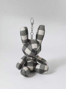 Túi Thiết Kế Hoạt Hình Thỏ Charm Mô Hình Kẻ Sọc Nơ Trang Trí - Đen và trắng - Xem 4