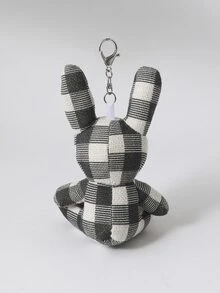 Túi Thiết Kế Hoạt Hình Thỏ Charm Mô Hình Kẻ Sọc Nơ Trang Trí - Đen và trắng - Xem 5