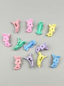 12pcs Women Random Color Star Decor Sweet Style Hair Clip - Multicolor - View 1