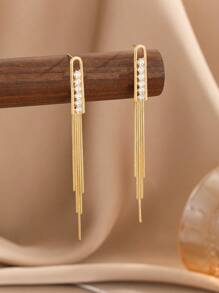 Bông tai tua rua kim loại trang trí bằng kim loại - Vàng - Xem 1