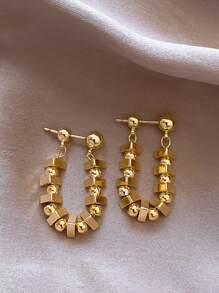 珠子裝飾耳墜 - 金黃色 - 查看 1