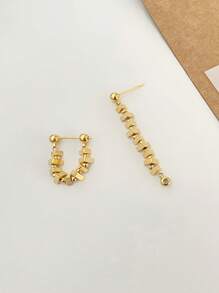 珠子裝飾耳墜 - 金黃色 - 查看 2