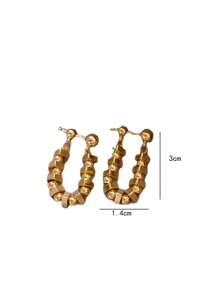 珠子裝飾耳墜 - 金黃色 - 查看 3