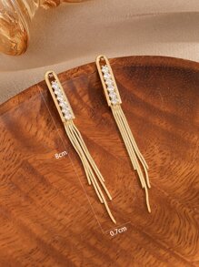 Bông tai tua rua kim loại trang trí bằng kim loại - Vàng - Xem 3