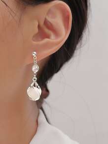 Stone Decor Drop Earrings - Silver - View 3