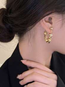 珠子裝飾耳墜 - 金黃色 - 查看 7