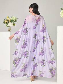 Modelyn Floral Print Cami Dress & Open Front Coat - Lilac Purple - View 2