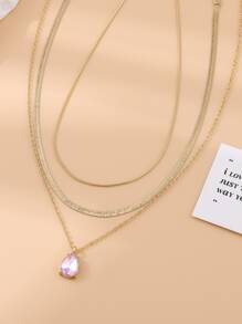 3 piezas Collar con accesorio gota de agua - Rosa - Ver 2
