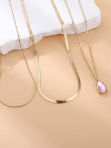 3 piezas Collar con accesorio gota de agua - Rosa - Ver 4