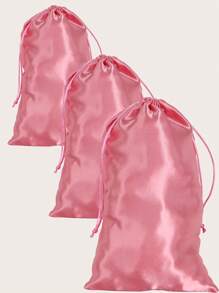 3pcs Satin Wig Storage Bag - Dusty Pink - View 1