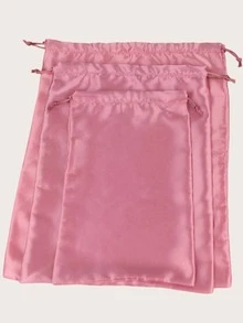3pcs Satin Wig Storage Bag - Dusty Pink - View 3