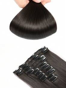 12 件/套 长直发接发 高温 22 英寸 合成假发夹 女士合成接发 #4 - 棕色 - 查看 5